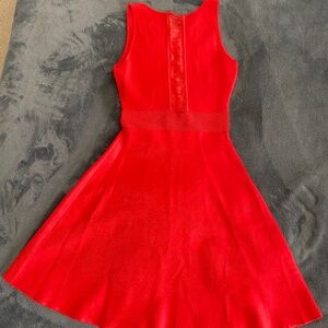SANDRO PARIS Red Orange Stretch Ribbed Sleeveless Mini Dress FR Size 1 (S)